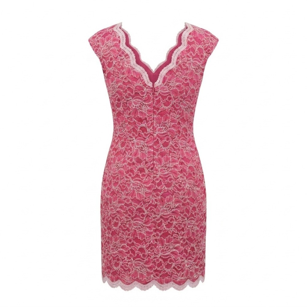 Jump Apparel Vtg Lace Cap Sleeve Dress‎ Sz M Pink Floral Bodycon Cocktail Party